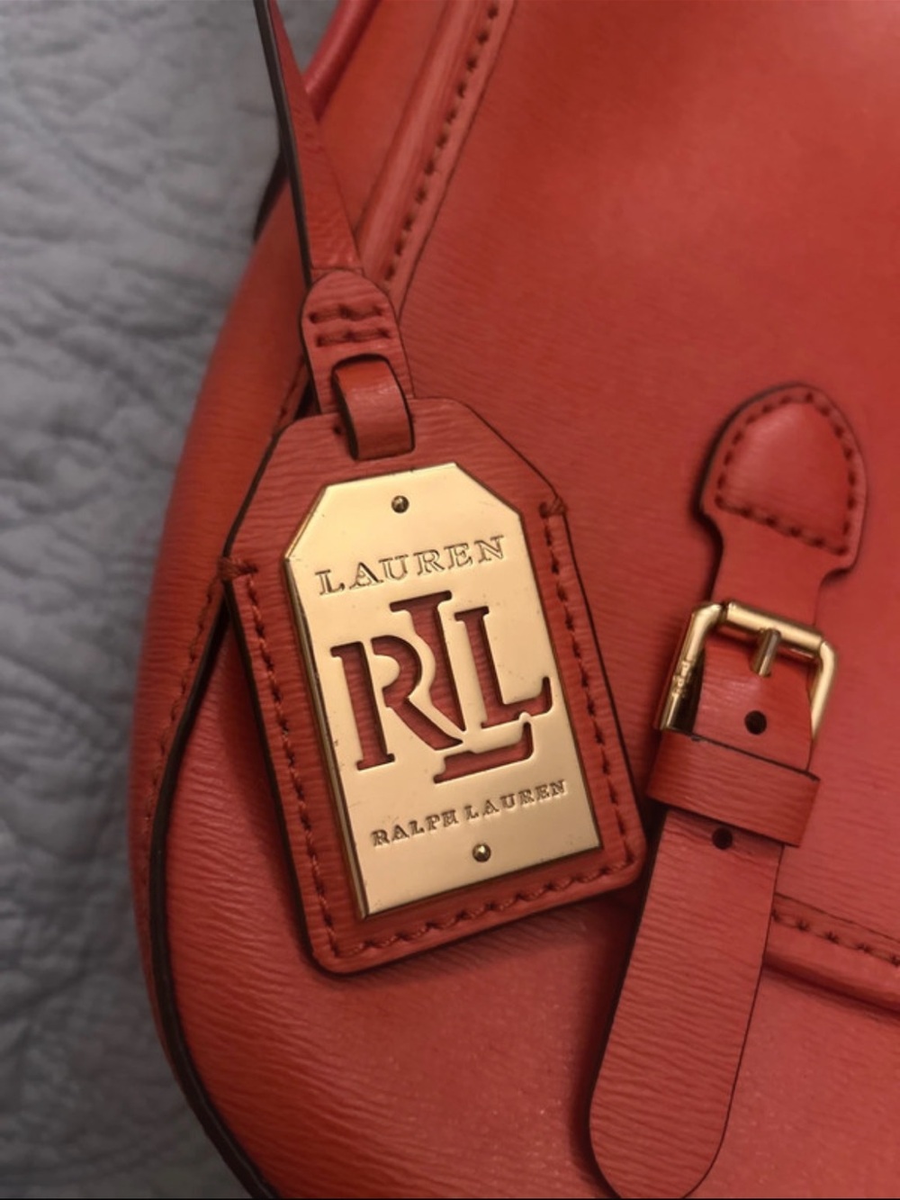 Lauren Ralph Lauren Orange Leather Crossbody with Gold Hardware - Picture 2 of 7
